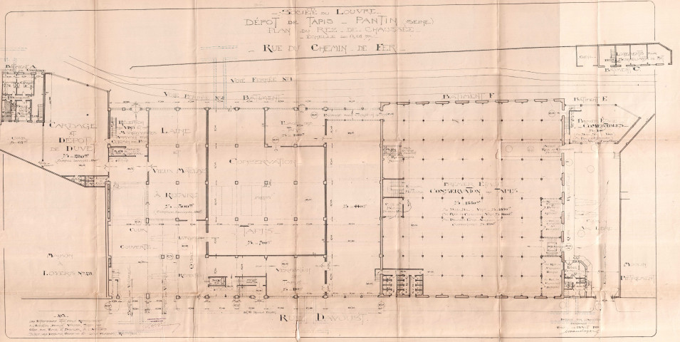 Rue du Chemin-de-Fer et rue Davoust, construction d'un dépôt de tapis : permis de construire.