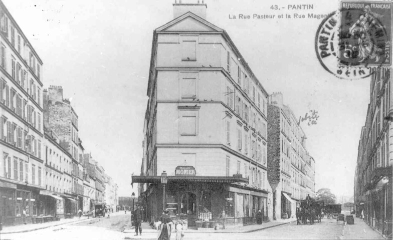 Intersection entre les rues Pasteur et Magenta : reproduction d'une carte postale.