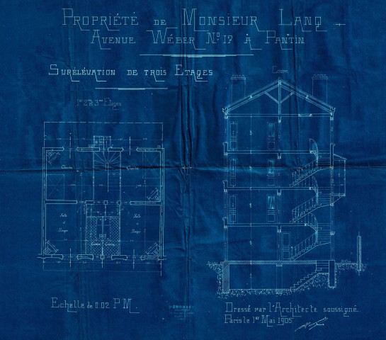 17 avenue Weber, surélévation de trois étages : permis de construire.