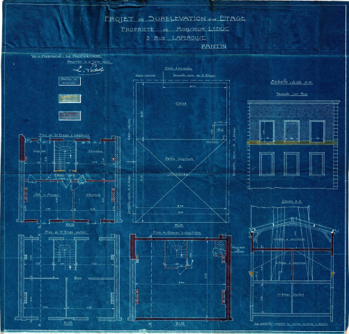 3 rue Lapérouse, surélévation d'un étage : permis de construire.