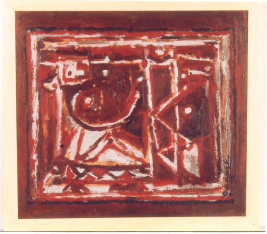 Composition en gris et rouge