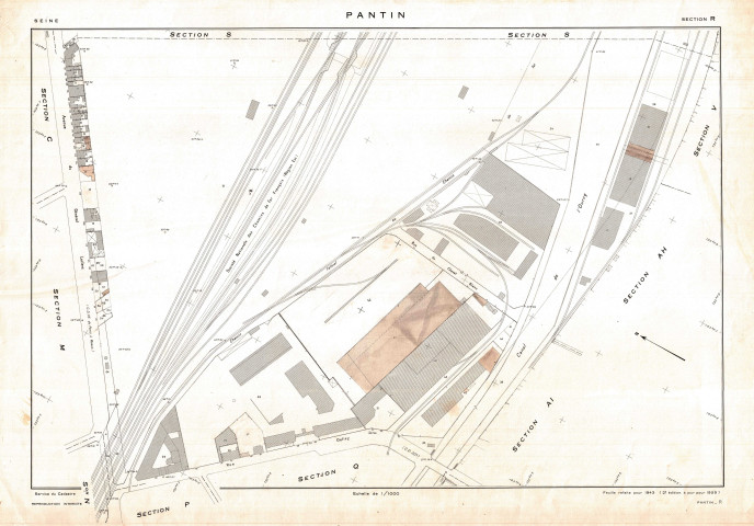 Cadastre rénové de 1959. - Section R : feuille parcellaire.