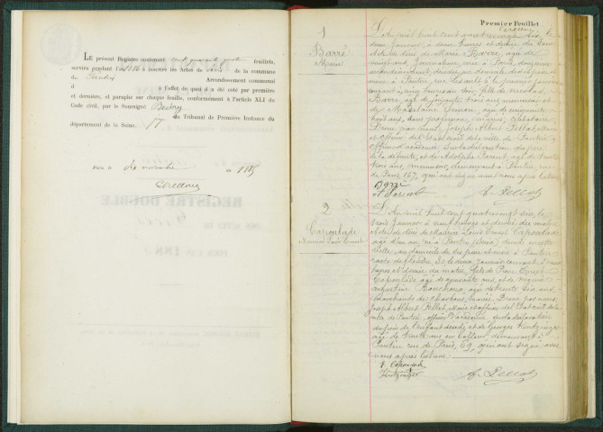 Commune de Pantin : registre des actes de décès.