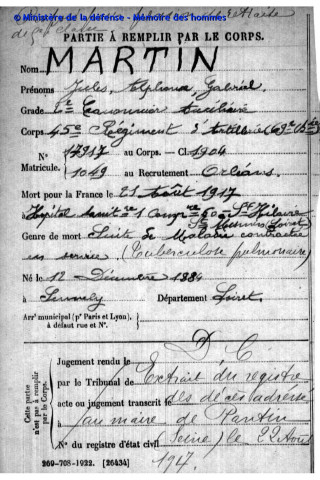 MARTIN Jules Alphonse Gabriel