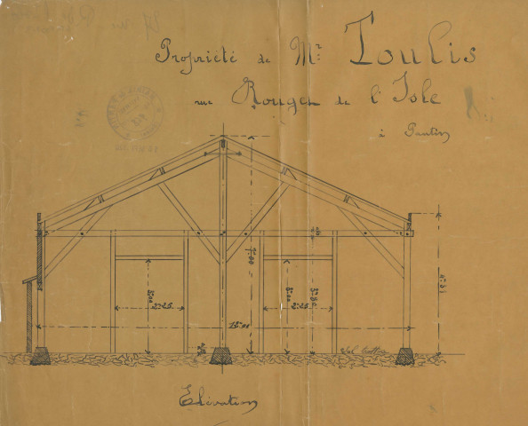 34 rue Rouget-de-Lisle, construction d'un atelier : permis de construire.