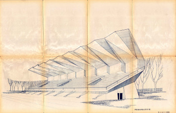 Perspective de la tribune : plan de 1959 - 4Fi414 Perspective de la tribune : plan de 1959