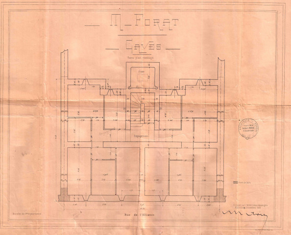 11 rue Eugène-et-Marie-Louise-Cornet [ancienne rue de l'Alliance] : permis de construire.
