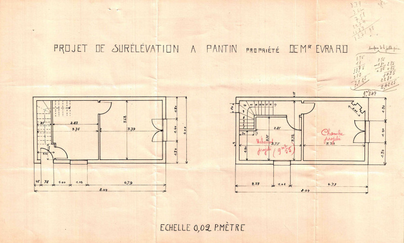 3 bis rue Roger-Gobaut [ancienne rue Nouvelle], surélévation d'un pavillon d'habitation : permis de construire.