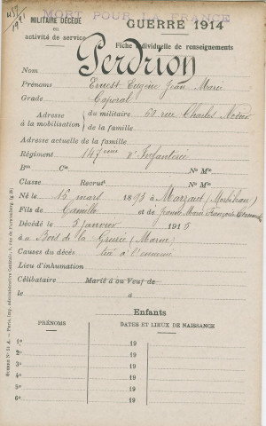 PERDRION Ernest Eugène Jean Marie