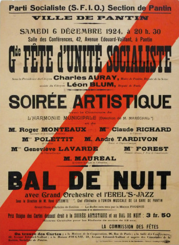 Grande fête d'unité socialiste : affiche.