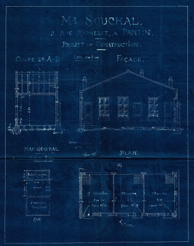 9 rue Michelet, construction d'un pavillon sur cour : permis de construire.