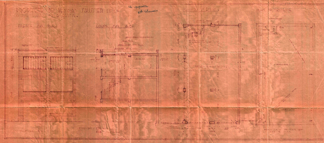 6 rue Palestro, construction d'un hangar provisoire et surélévation du bâtiment : permis de construire.