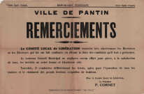 Remerciements du comité local de libération à ses électeurs : affiche.