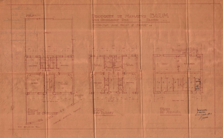 Rue Guillaume-Tel et avenue Anatole-France, construction d'une maison de rapport : permis de construire.