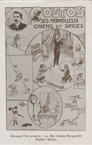 Costos ses merveilleux chiens et singes (publicité, cirque).