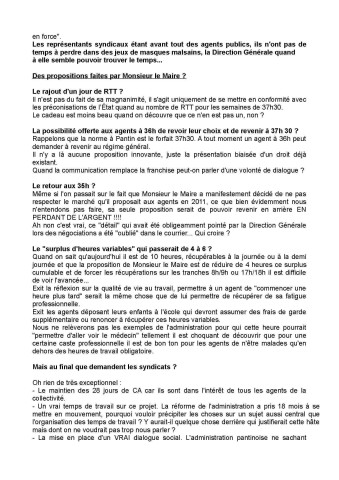 Règlement intérieur du temps de travail et gestion des temps automatisée (GTA) : tract de l'intersyndicale des territoriaux de Pantin.