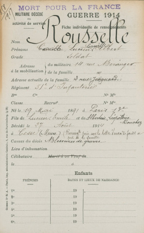 ROUSSELLE Lucien Camille Albert