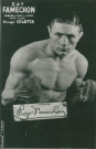 Portrait du boxeur Ray Famechon, champion de France et d'Europe poids plume : photographie noir et blanc.