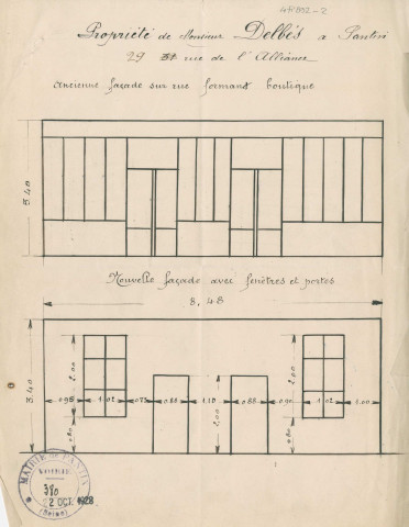 29 rue Eugène-et-Marie-Louise-Cornet [ancienne rue de l'Alliance] : permis de construire.