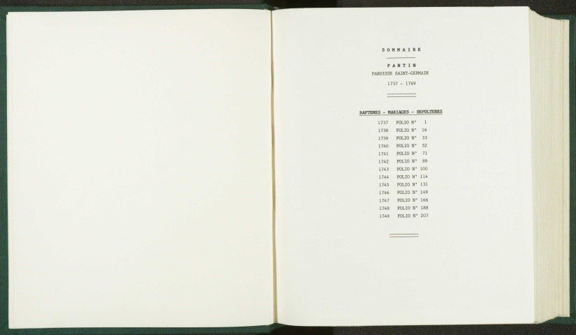 Paroisse Saint-Germain : registre des actes de baptême, mariage et sépulture.