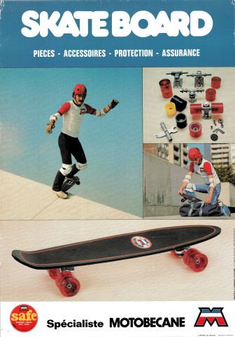 Publicité pour le skate-board Motobécane : affiche.