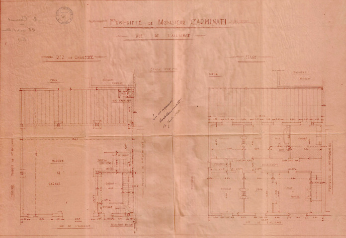 25 rue Eugène-et-Marie-Louise-Cornet [ancienne rue de l'Alliance] : permis de construire.