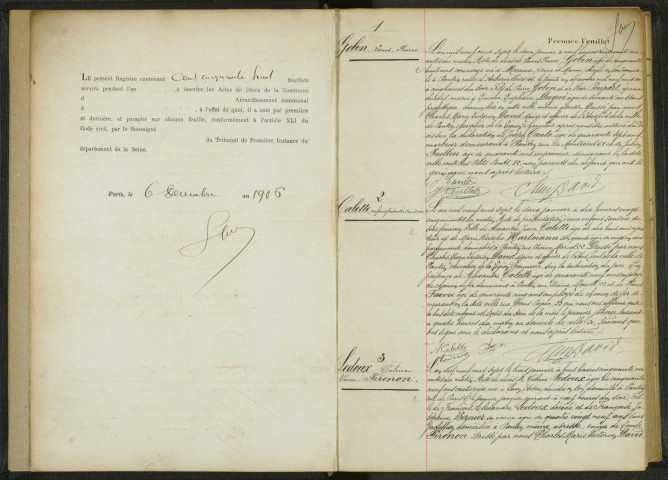 Commune de Pantin : registre des actes de décès.