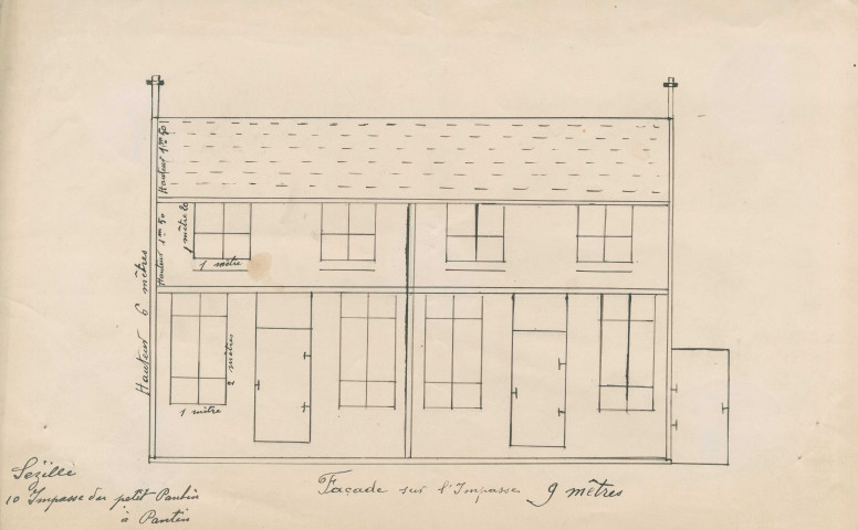 10 impasse du Petit-Pantin, construction d'une pavillon d'habitation : permis de construire.