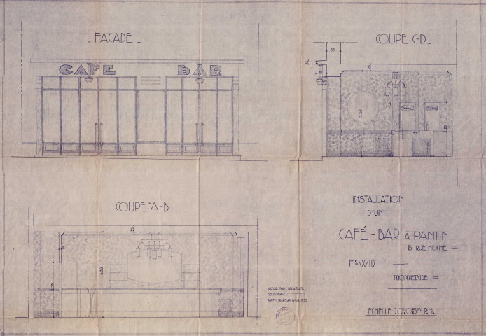 5 rue Hoche, installation d'un café-bar : permis de construire.