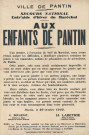 « Secours national entraide d´hiver du Maréchal, aux enfants de Pantin » : affiche.