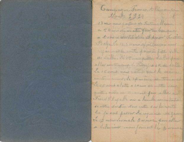 Campagne franco-allemande : carnet de guerre de Lucien Duval, canonnier au 32e régiment d'artillerie (août-décembre 1914).