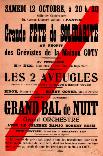 Affiche annonçant une action de solidarité au profit des ouvriers du verre grévistes en 1929 - 1Fi2559 Affiche annonçant une action de solidarité au profit des ouvriers du verre grévistes en 1929