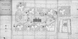 Les Courtillières. - Cité d'urgence du Pont-de-Pierre, projet de construction par l'Office public d'habitations à loyer modéré (HLM) de la Seine : plan masse 13a de la parcelle A.