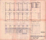 Stade Charles-Auray. - Habitation du personnel et foyer sportif, projet : plan de l'étage, façade ouest.