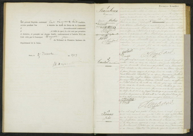 Commune de Pantin : registre des actes de décès.