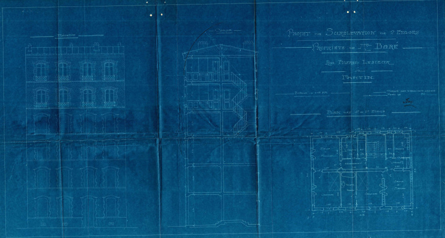 8 avenue Alfred-Lesieur, projet de surélévation de deux étages d'un immeuble : permis de construire.