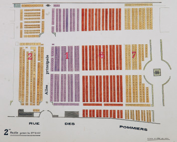 Plan d’une partie du cimetière dressé par le service de la Voirie en 1935