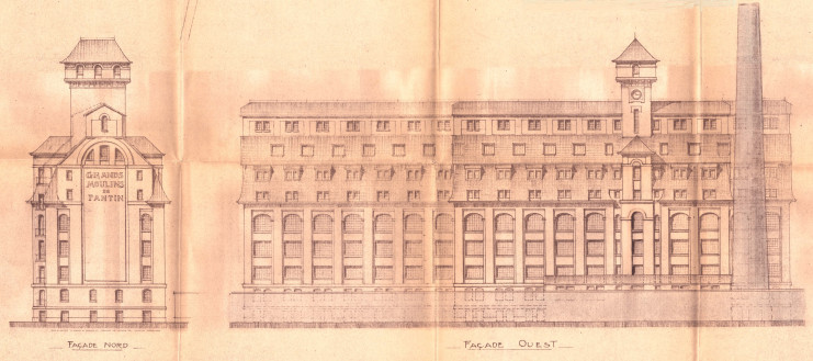Extrait du plan du permis de construire d'un nouveau moulin au 9 rue du Débarcadère