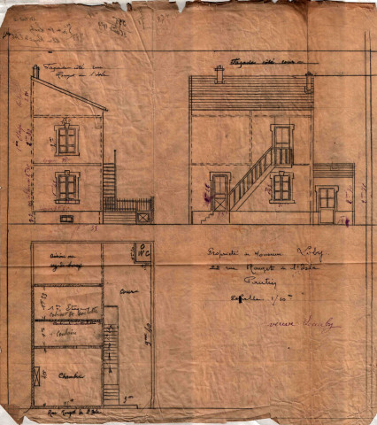 22 rue Rouget-de-Lisle, surélévation d'un étage d'un pavillon d'habitation : permis de construire.
