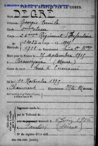 DEGRE Georges Émile