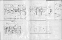1 et 3, passage Privé. - Construction de 255 appartements, projet : plans du sous-sol, du rez-de-chaussée, de l'étage courant et des terrasses.