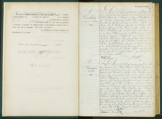 Commune de Pantin : registre des actes de décès.