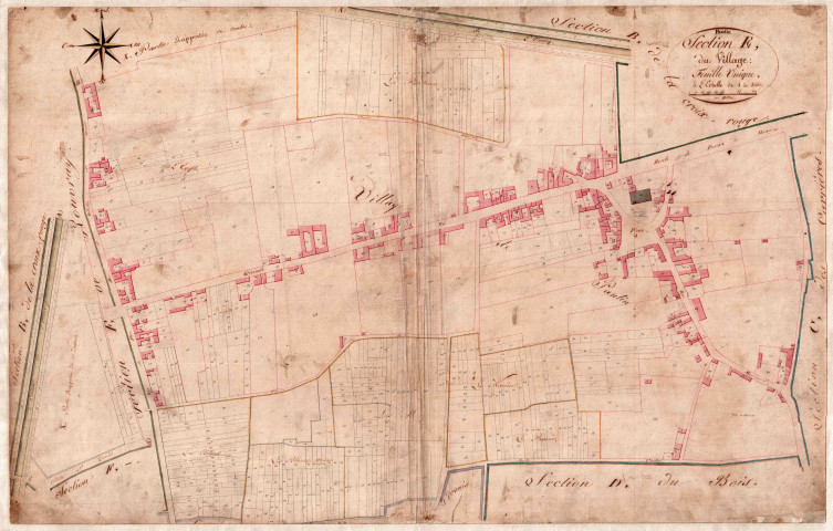 Cadastre parcellaire dit « napoléonien » de 1811. - Section E dite du Village : feuille parcellaire.