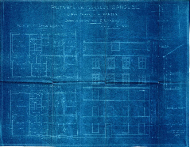 8 rue Franklin, surélévation de 2 étages : permis de construire.