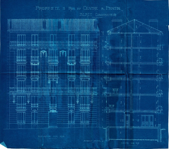 3 rue Jules-Auffret [ancienne rue du Centre], construction d'un immeuble : permis de construire.