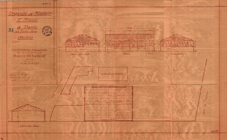 33 rue Victor-Hugo, construction d'un bâtiment industriel métallique : permis de construire.