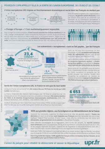Élections régionales des 6 et 13 décembre 2015. - Premier tour : profession de foi de la liste de l'Union populaire républicaine (UPR).