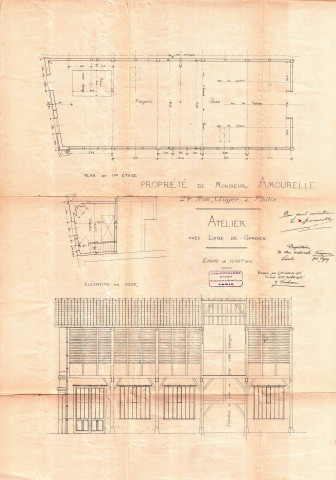 24 rue Auger, projet d'agrandissement de l'atelier : permis de construire.