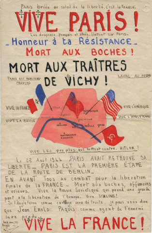 « Vive Paris ! » : affiche issue de la collection du Musée de la Résistance nationale.