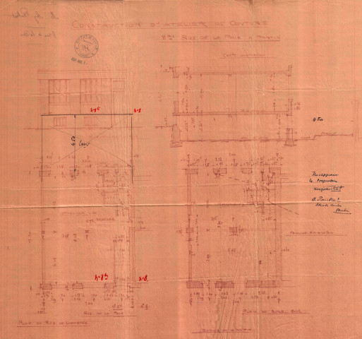 8bis rue de la Paix, construction d'un atelier de couture : permis de construire.
